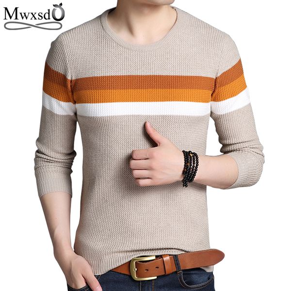 

mwxsd brand men casual o-neck pullover sweaters male long sleeve warm knitted sweaters pullover xxl, White;black