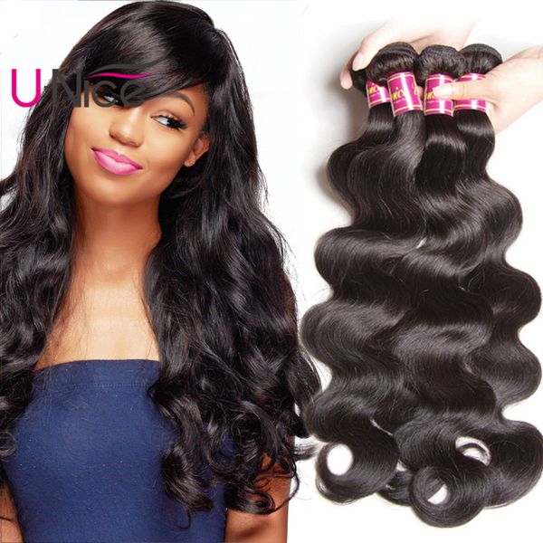 Unice Hair Raw Indian Hair Body Wave Human Hair Extensions 4