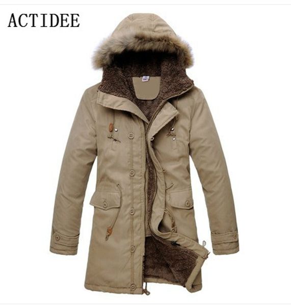 

2017 winter new cotton padded long winter jacket casual fur collar hooded long coat men plus size 3xl 5z, Black