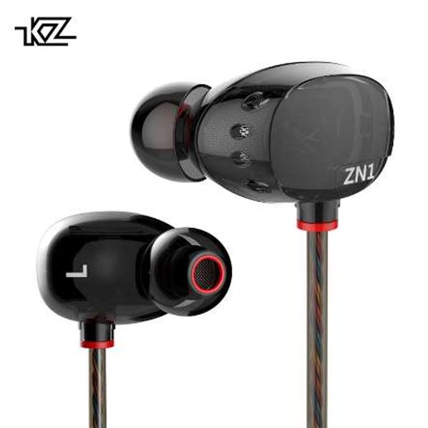 KZ Zn1 Fones de ouvido Especiais Dupla Dual Headphones Headphones HiFi Cancelamento de Ruído Estéreo Fone de Ouvido Com Microfone Gaming Headset