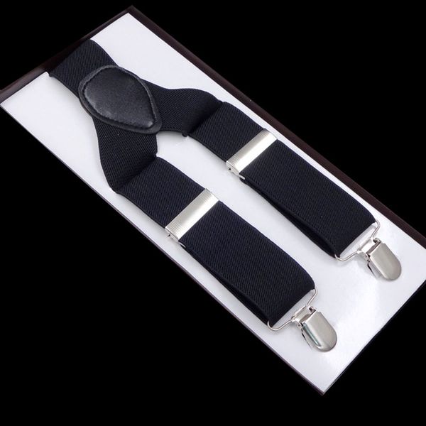 

3.5*110cm men's plaid stripes with three clip suspenders fy18102202, Black;white