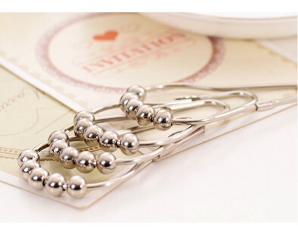 

metal shower curtain ring 5 roller ball curtain hooks polished satin nickel ball bathroom curtain hook