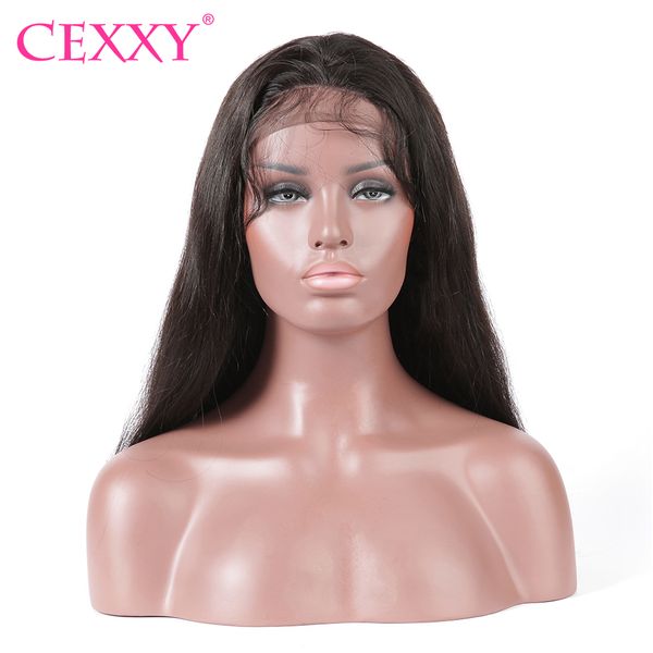 

cexxy lace front human hair wigs straight natural color brazilian remy hair ing, Black