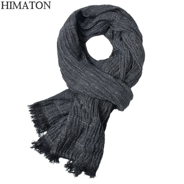 

himaton luxury winter scarves for men designer knitting solid tassel fashion shawl wrap scarf men winter scarfs business male, Blue;gray