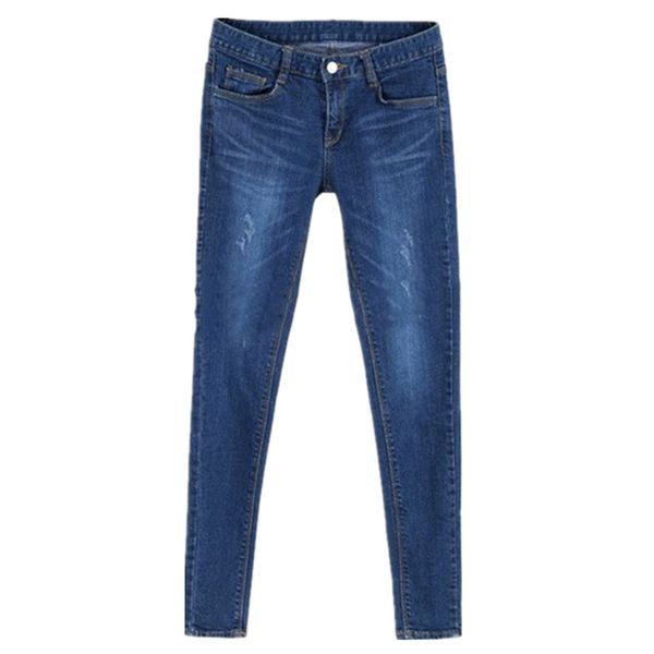 

large size clothing fashion slim stretch skinny jeans casual pencil pants plus size for women 55-105kg, Blue