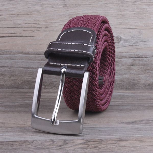 

hongmioo 2016 belts casual braided belt elastic stretch canvas belt with pin buckle designer belts, Black;brown