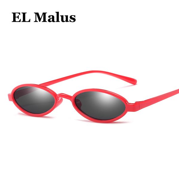 

[el malus]small oval frame sunglasses mens women vintage brand yellow red lens mirror male female thin tiny sun glasses, White;black