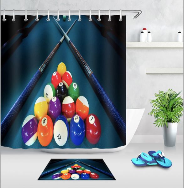 

billiards pattern 3d print custom waterproof bathroom modern shower curtain polyester fabric bathroom curtain door mat sets