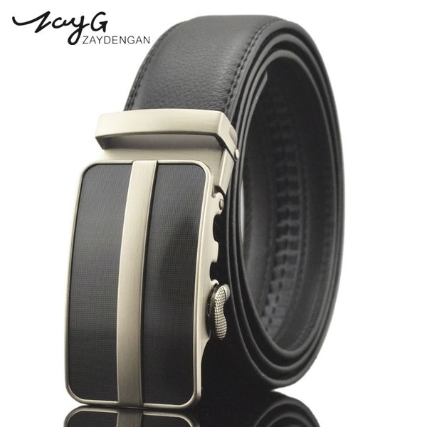 

zayg designer men steel buckle belts genuine leather belt man fashion automatic buckle classic leisure black belts, Black;brown