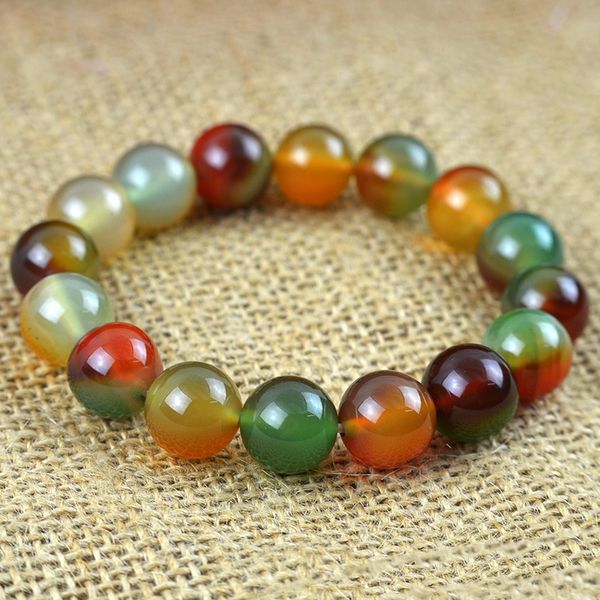 

natural peacock agate beads bracelet natural gemstone beaded elastic line bracelet men jewelry women can drop shipping, Golden;silver