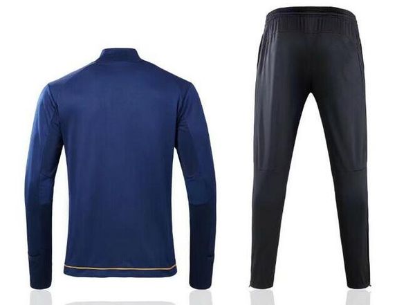 

2017 2018 deep treasure blue men's long sleeve tracksuit kit football suits youth sport wear training tracksuit ing, Gray