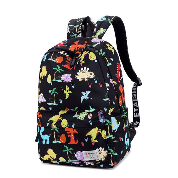 

dinosaur print canvas backpack fashion 15.6 inch lapshoulder bag waterproof casual students schoolbags for teens girls boys