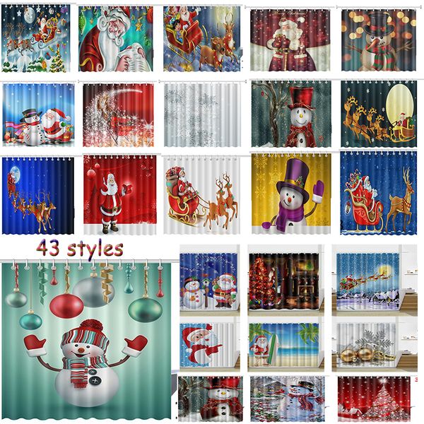 

christmas decorations shower curtain santa claus snowman elk waterproof 3d printed bathroom shower curtains with 12 hooks home decoration