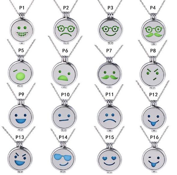 

мода посеребренные emoji духи медальон ожерелье ароматерапия эфирное масло диффузор ожерелье для женщин ювелирные изделия, Silver
