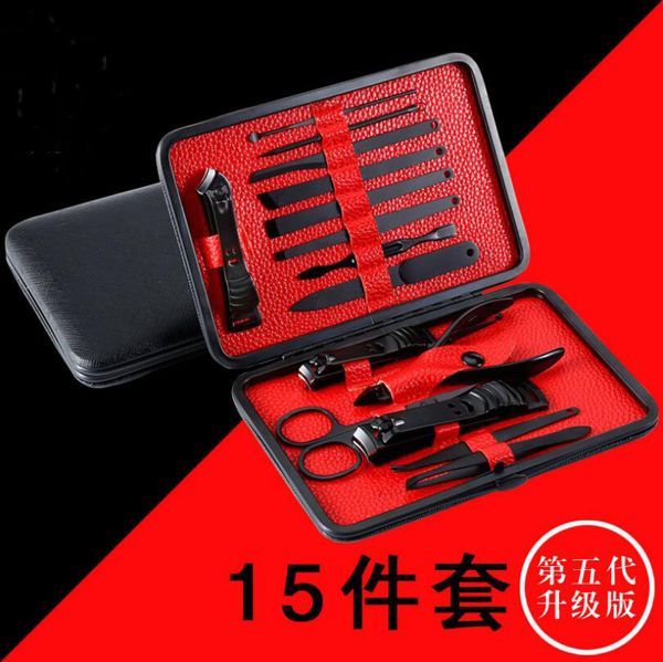 

15pcs/set stainless steel nail clipper kit professional pedicure scissors tweezer knife ear pick manicure set nail art tools