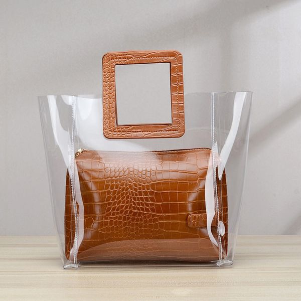 

ranhuang 2018 women composite bags transparent handbags women's fashion beach bags summer shoulder casual handbags a1235