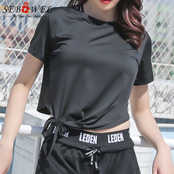 

sebowel loose short sleeve yoga t-shirt women gym fitness slim dance comfortable crop girl sport running sportswear xl, White;red