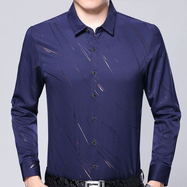 

2018 brand fashions casual slim fit thick autumn winter warm men shirt social clothes stripe shirts mens dress 7680, White;black