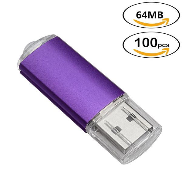 Lila Bulk 100 Stück rechteckige USB 2.0-Flash-Laufwerke 64 MB Flash-Stick Hochgeschwindigkeits-64 MB Daumen-Speicherstick für Computer, Laptop, Tablet