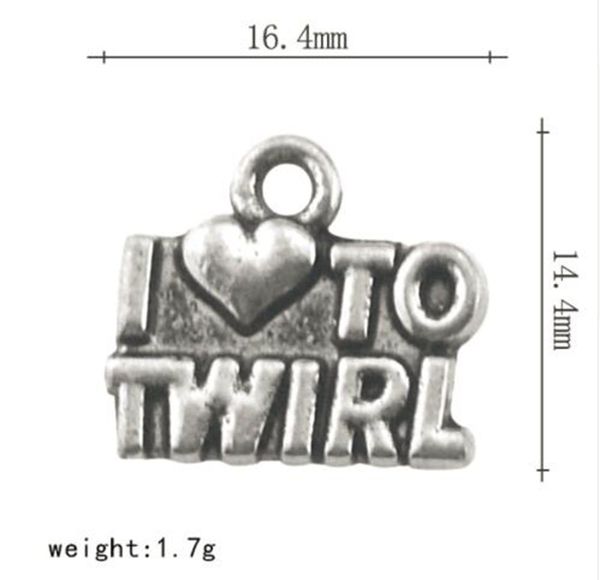 

2021 hand-made word i love to twirl accessories charm jewelry, Bronze;silver