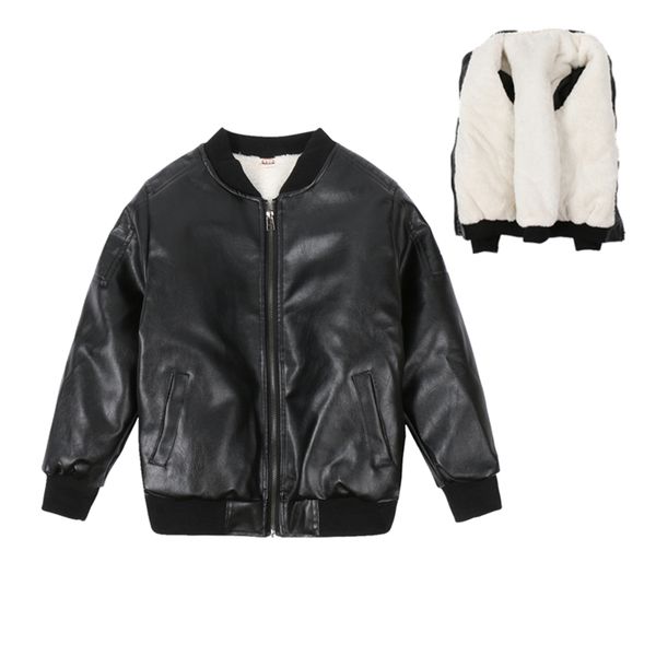 

classic style boy autumn winter leather jacket warm plush outerwear casual winters kids jackets for boys coat kids clothes, Blue;gray