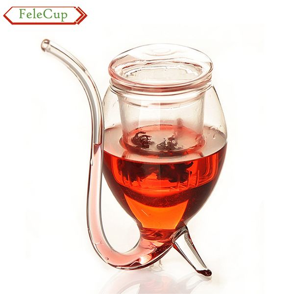 

felecup 300ml transparent glass cup vampire red wine cup with drinking tube straw novelty milk coffee juice water mug drinkware