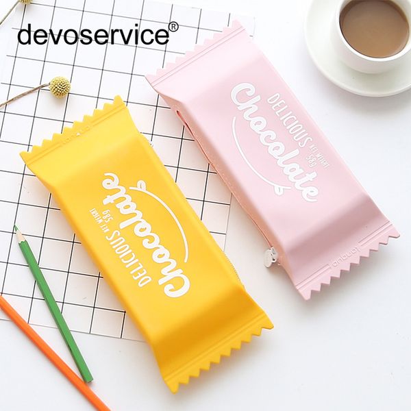 

cute silicone candy house pencil case kawaii creative pencil box student solid color bag for kids gift office supplies