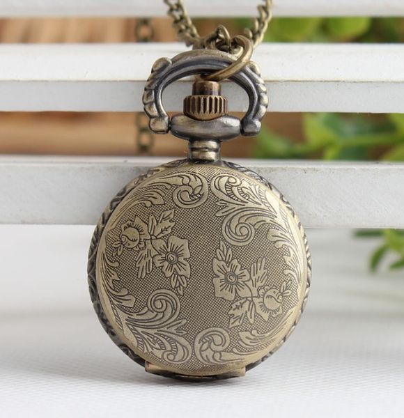 

wholesale 10 pcs/lot quartz bronze pocket watch clock steampunk necklace pendant pocket watches, Slivery;golden