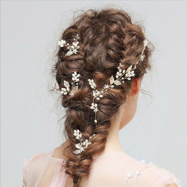 

Vintage Gold Color Bride Hair Jewelry Pearl Headband For Wedding Hair Accessories Women Crystal Pearl Hairpins Headpiece, Slivery;golden