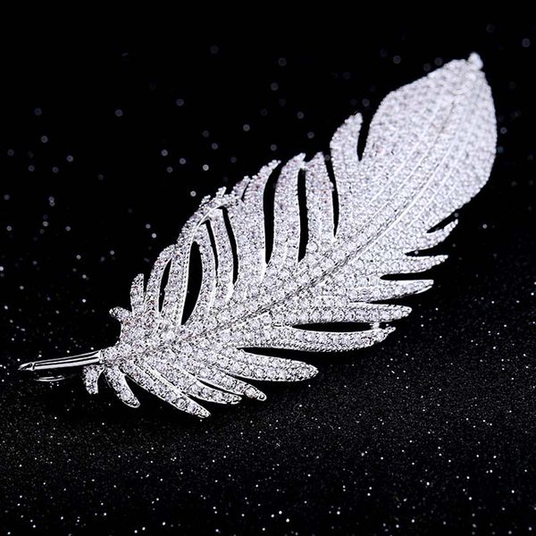 

red trees brand fashion classic feather brooch for women in box package, Slivery;golden