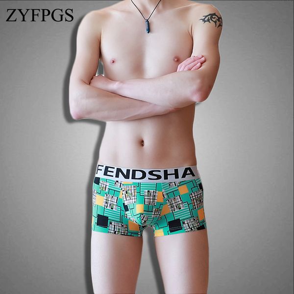 

zyfpgs 5 pcs / lot boxers men panties men's shorts underwear boxer homme coton u-convex pants casual splice breathable new l0623, Black;white