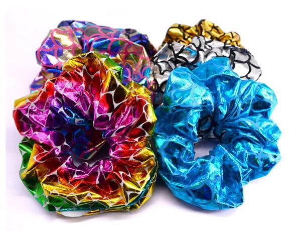 

6 pcs/pack glitter bling metalic large scrunchies women dancing bun hair ties ropes for women accessories pt098