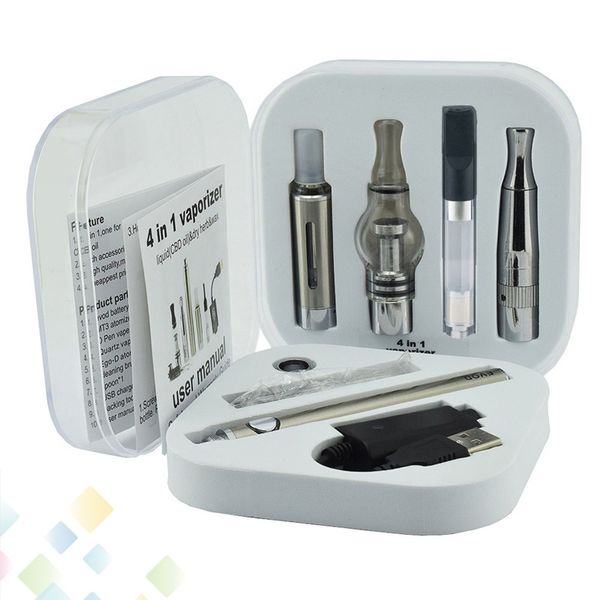 

Evod 4 in 1 Kit 4in1 Multiple Vape Pen EVOD Battery MT3 Dry Herb WAX CE3 Cartridge thick oil e liquid DHL Free