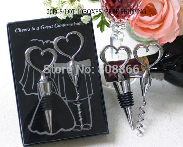 

wedding souvenirs cheers to a great combination wine set wedding favors in black box 20pcs/lot(10boxes