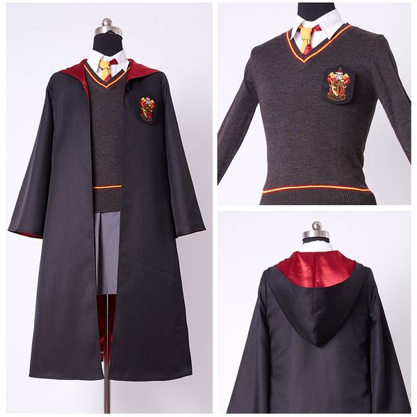 

kids gryffindor robe uniform hermione granger cosplay costume child version, Black;red