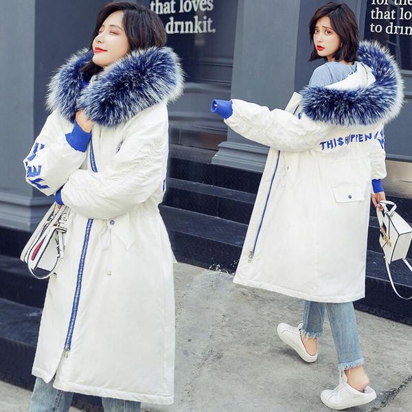 

2018 new style white duck down jacket women winter 2018 fur outerwear coats female long casual keep warm down jack, Black