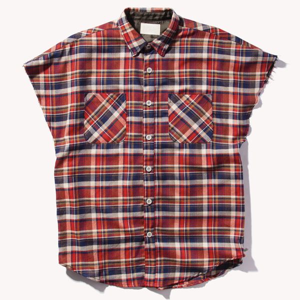

flanela xadrez camisa sem mangas 2018 verÃ£o hip hop dos homens de grandes dimensÃµes camisas dos homens camisas de algodÃ£o homem roupas bk45, Black;brown