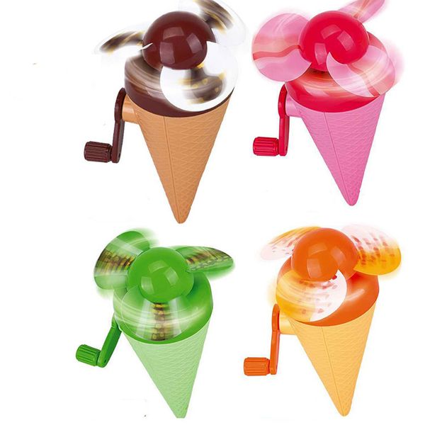 

4colors new summer outdoor childrens portable fans cartoon fruit ice cream shape handmade small fans hand pressure kids toys 360pcs