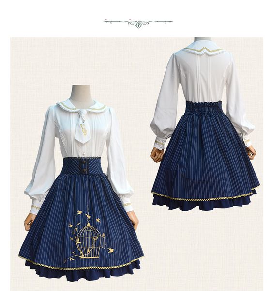 

sweet lolita princess birdcage embroidery sk lovely girl skirt court japanese style, Black;red