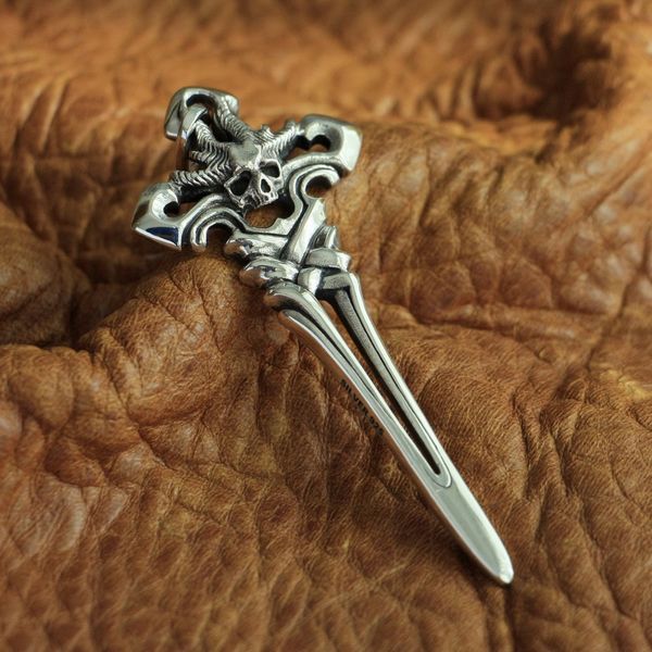 

linsion 925 sterling silver huge devil cross pendant mens biker punk ta93 jp