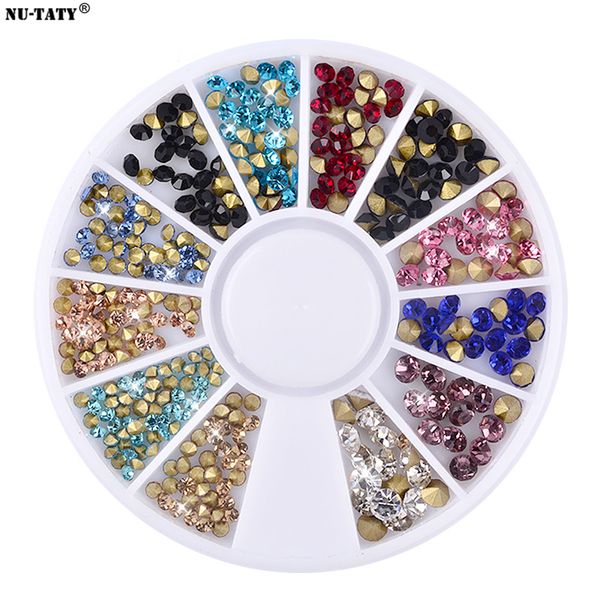 

nu-taty nail ornament size pointed bottom jewelry rhinestone shiny crystal 2mm 3mm toos nail sticker, Silver;gold