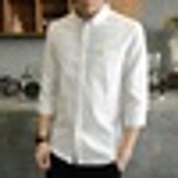 

casual shirt men clothing long sleeve slim fit solid male shirt, White;black