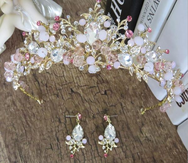 Neue handgefertigte, perlenbesetzte, hochwertige barocke Goldkronen-Tiara, heißer Verkauf, eine Generation von Hochzeitsaccessoires