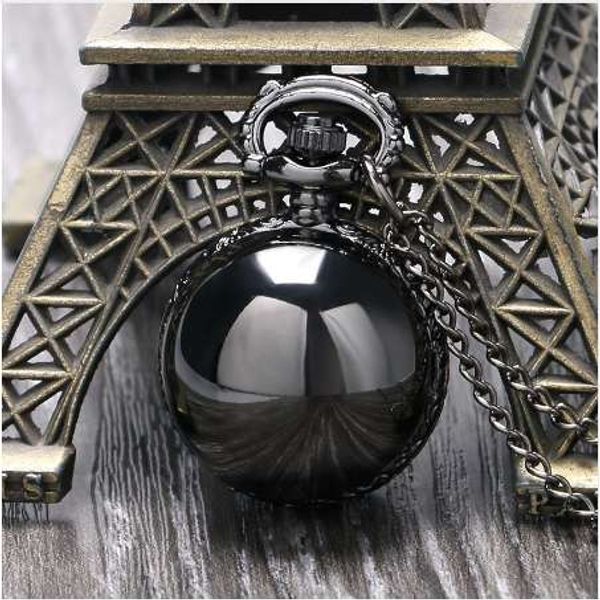 

fashion smooth black ball quartz pocket watch with gift to women men, Slivery;golden