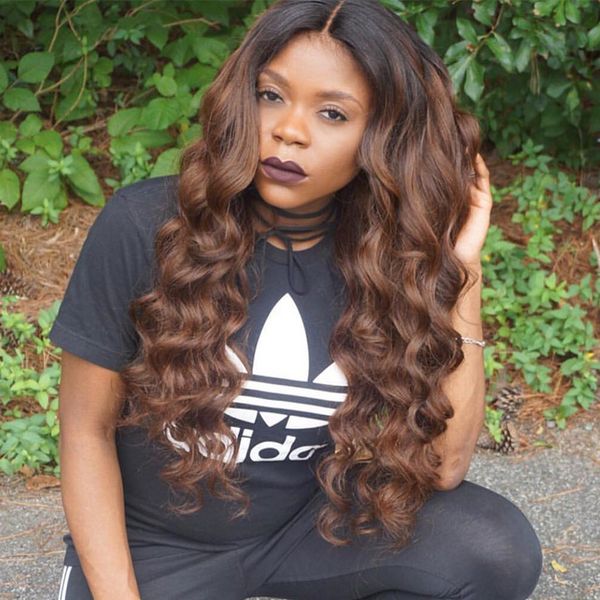 Pre Plucked Lace Frontal Wigs Ombre 1b 30 Dark Roots Honey Blonde