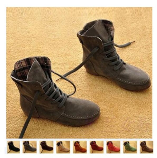 

2016 autumn new female women's boots flat boots lace ankle for women rome student plus sizes34-44 buttons decorative shoes, Black