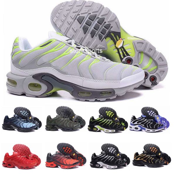 

2018 chaussures tn running shoes for men, fashion air sole triple black white red rainbow tns plus sports sneaker trainers size 40-46