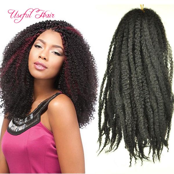 

synthetic mongolian braiding hair 18inch afro kinky curly marley braid ombre blonde hair extensions marley crochet braids hair extensions, Black