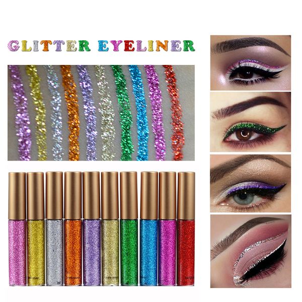 

liquid eyeliner makeup shining glitter eyes cosmetics waterproof long lasting gold blue white color shimmer eye liner make up
