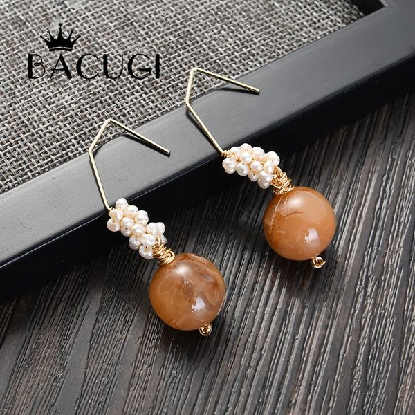 

2019 new unique design drop earrings handmade jewelry freshwater pearl earrings 925 sliver, Golden;silver
